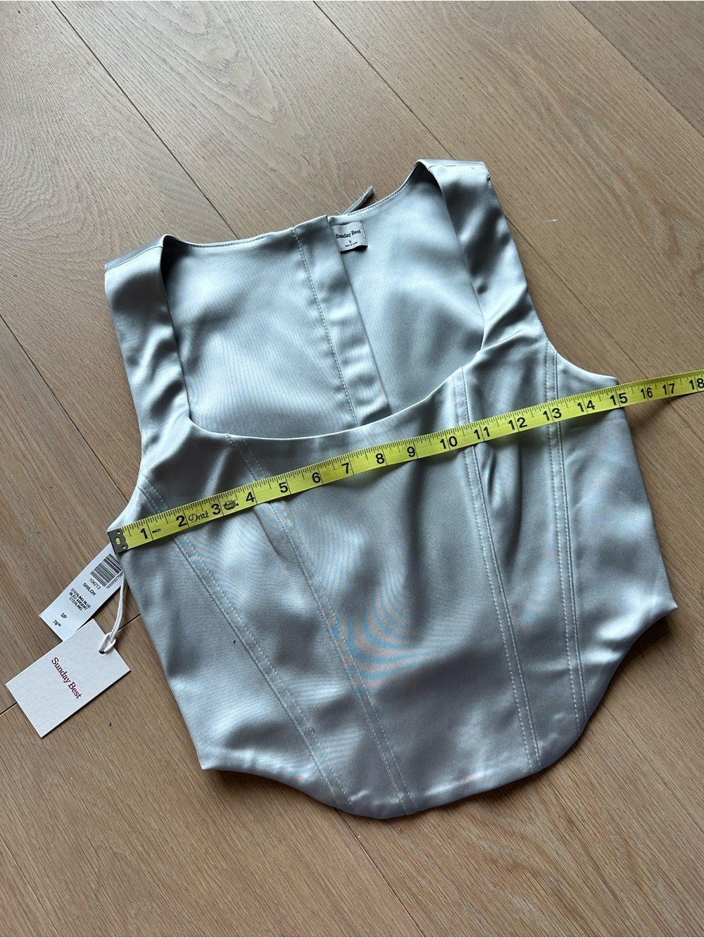 Aritzia Sunday Best Shiloh Satin Bustier NWT Sterling Blue Size S - Picture 7 of 9